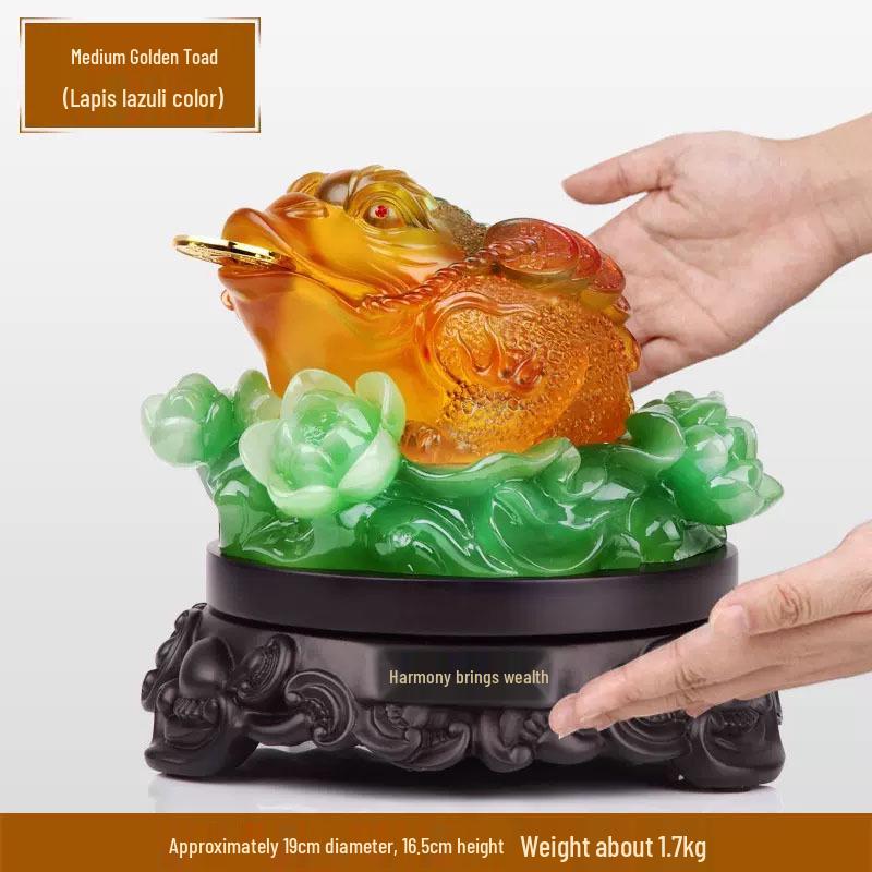 Golden Money-Attracting Three-Legged Toad Figurine - Home & Office Decor Ornament for Shop Openings