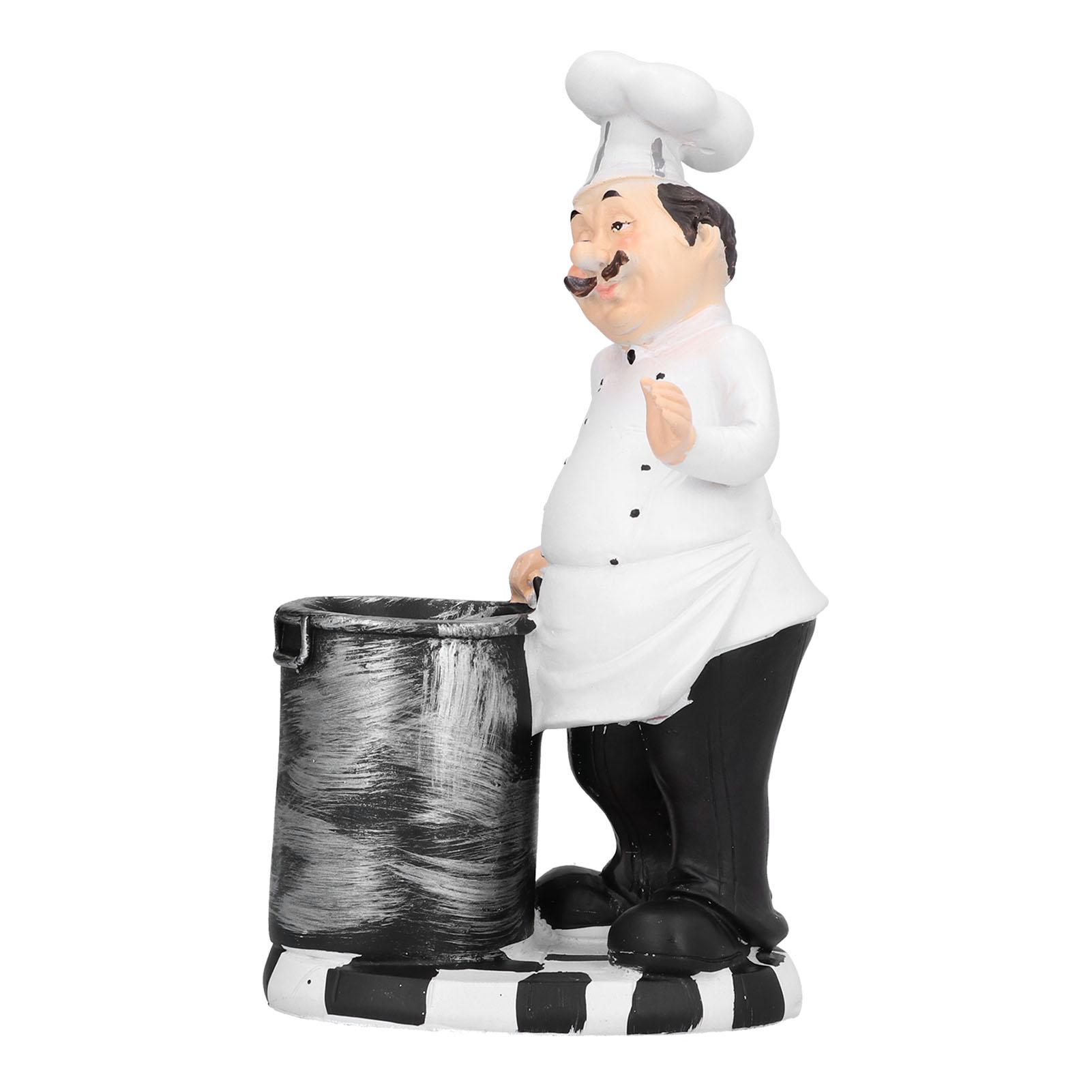 

Chef Shape Figurine Statue Craft Decoration Ornament for Living Room Kitchen Restaurant