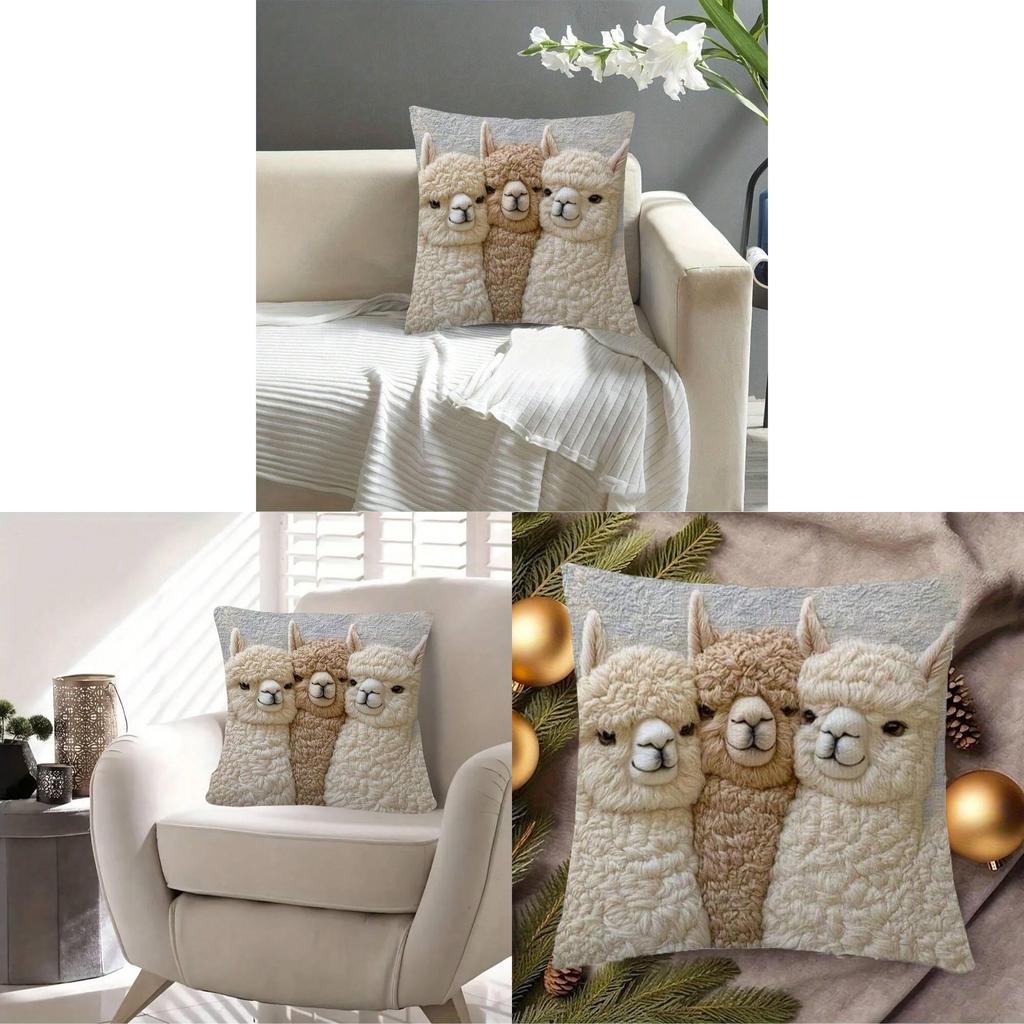 Animal Plush Throw Pillow Cover With Soft Faux Fur For Sofa Decor