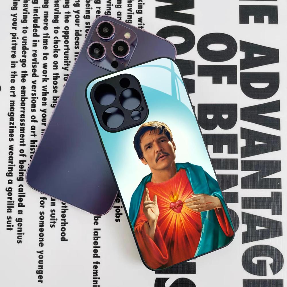 Pedro Pascal Collage Pics Phone Case for Iphone 17 16 15 14 12 11 13 Pro Max Mini X Air Puls Black Glass Cover
