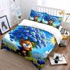 Playful Bear With Blue Flowers Exquisite Three-Piece Bedding Set Gift For Kids And Adults
