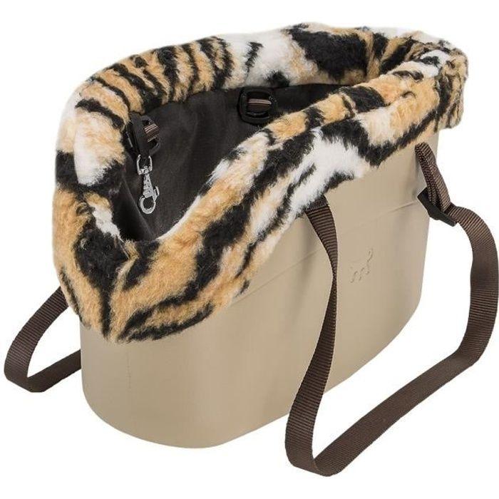 Sac de transport pour chien - WITH ME - sable - doublure en fourrure écologique et coton