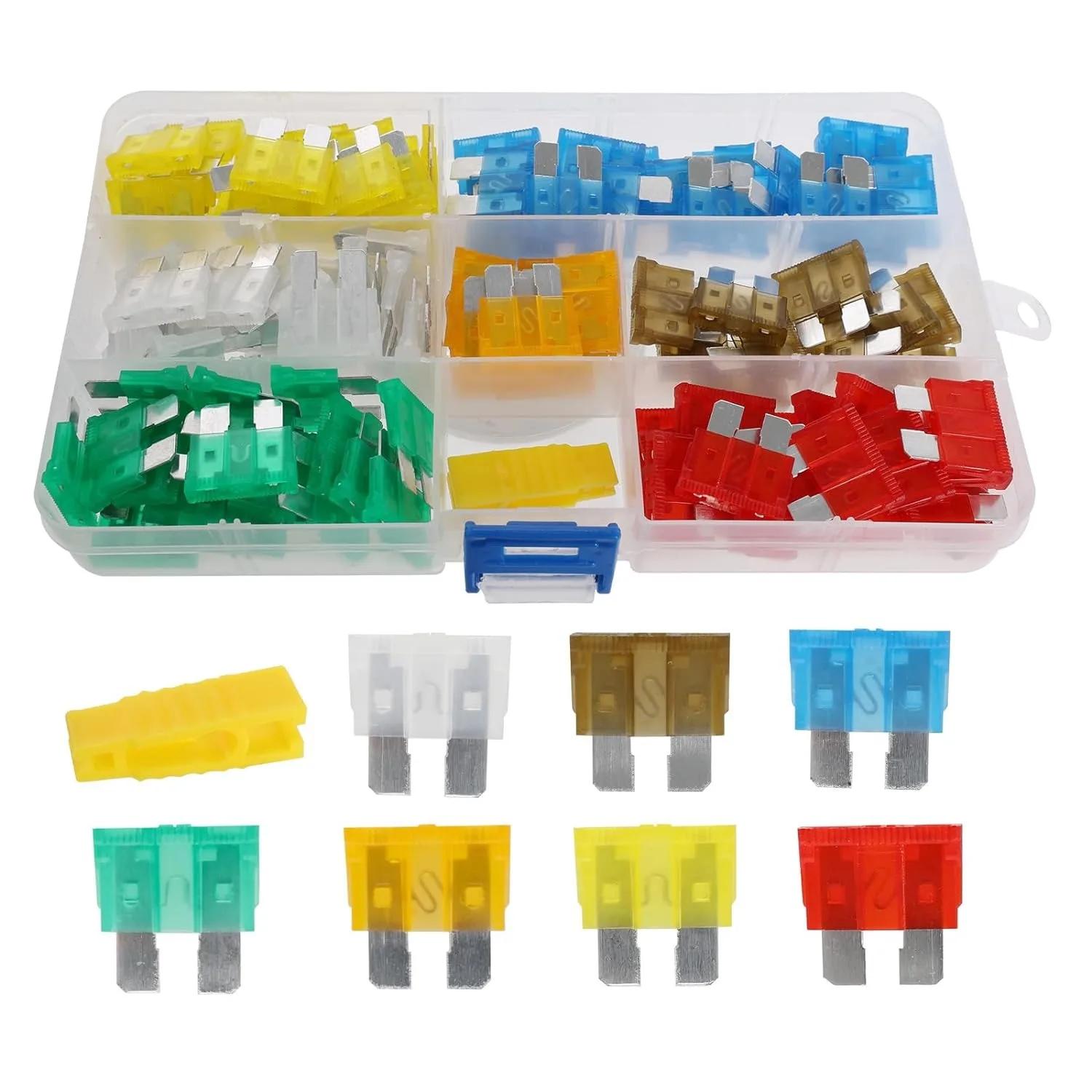 Car Blade Fuse Set Automotive Fuse Amplifier with Box Clip Combination with Inspection Circuit Electric Pen Fuse Car Fuse