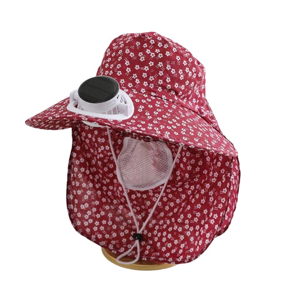 

Mens Floppy Hat Anti-UV Solar Fan Cap USB Charging 300MA Current Cooling Fan Hat Floral Design Breathable Sun Cap Sun Protection