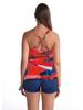 Conservative Print Plus Size Boyleg Tankini, Two-Piece Tummy Control Slimming Swimwear.