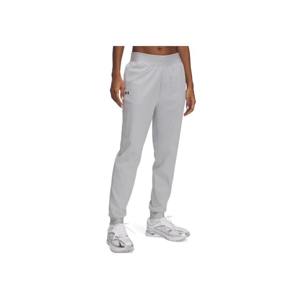 Under Armour Ss25 Armoursport Series Solid Color Fashionable High Waist Casual Pants Women Bottoms Modern-Gray 1383315-011