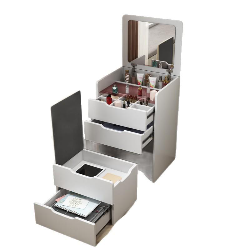 Bedside Makeup Table with Flip-Top and Storage Cabinet