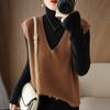 Autumn Women's Knitted Vest Pullover Vest Wool Waistcoat Deep V-neck Loose