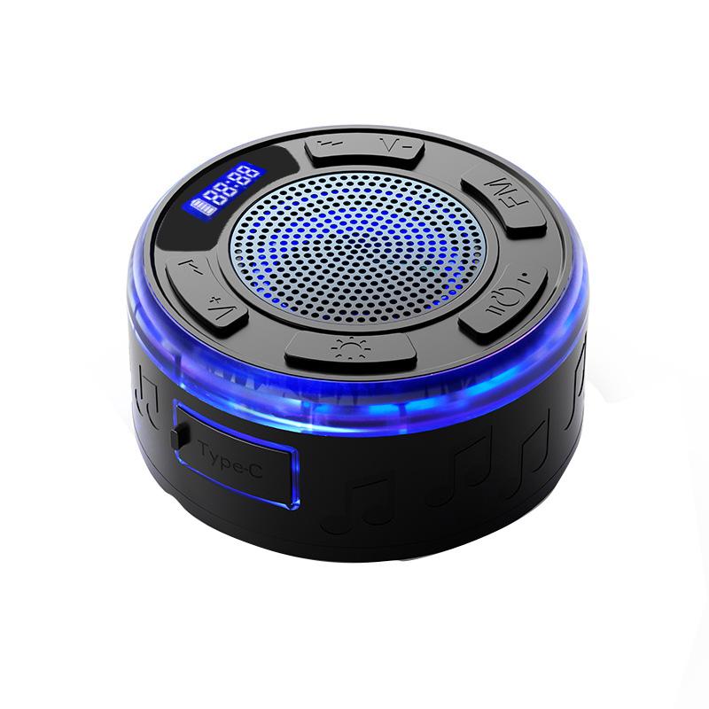 IPX7 Shower Speaker With RGB Lights & LED Display, Bluetooth Speaker With Detachable Suction Cup, 360° Clear Sound, Portable For Home & Travel