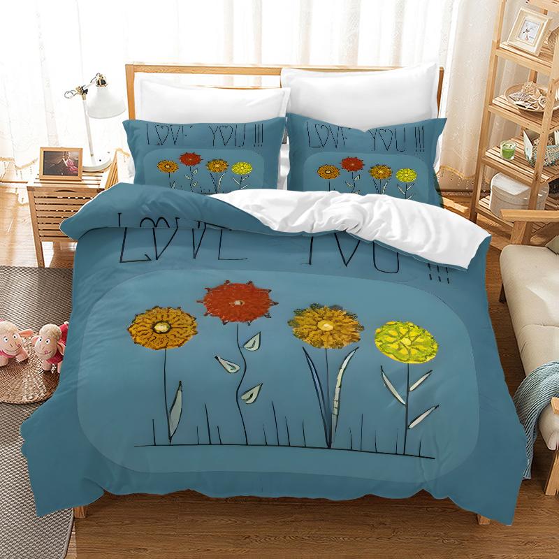

Comforter Valentine S Day I Love Style King Size Digital Print Bedding Bedroom Decor Wedding Gift 3 Pcs With 2 S Comforter (quilt)-EU Single(135*200cm)3pcs