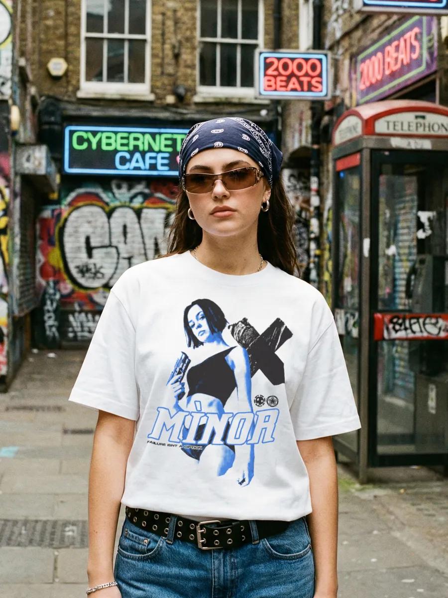 Oversized thick Y2K T-shirt with pinterest print XL