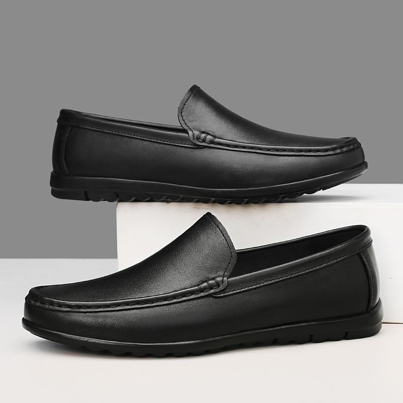 Spring Autumn New Men's Leather Casual Shoes Soft Bottom Comfortable Loafers Simple Daily Men's Flat Bottom Business Shoes