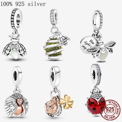 Heißer Neuer S925 Silber Im Dunkeln Leuchtender Glühwürmchen Dangle Charm Anhänger Perle passend Original Armband Charms Für Frauen DIY Schmuck