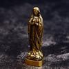 Vintage Brass Virgin Mary Figurines Mini Holy Mother Sculpture Religious Crafts Home Decor Ornaments