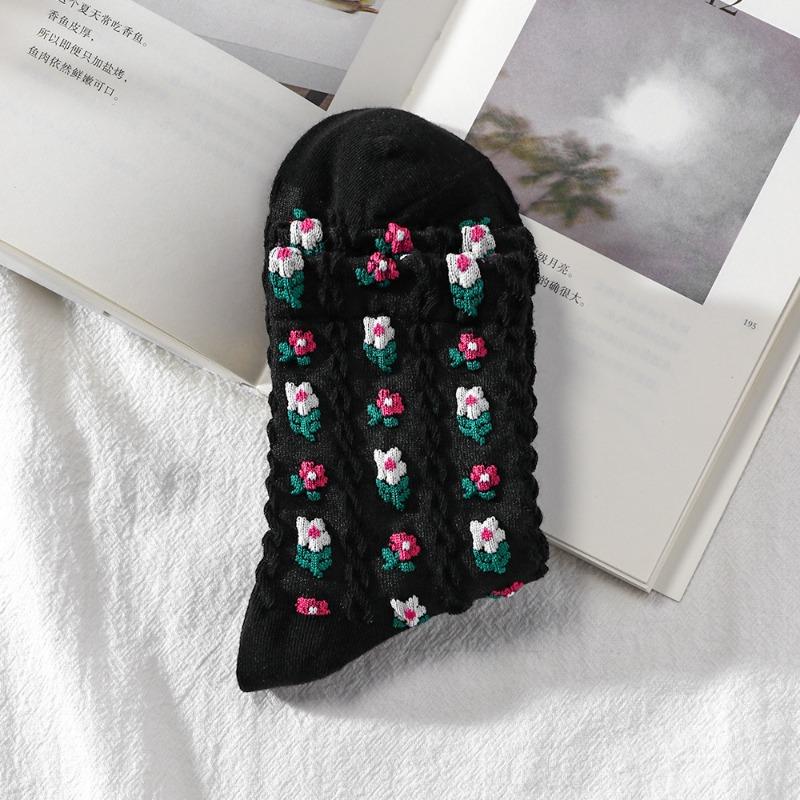 5 Paar Damen Herbst und Winter Neue Mode Alle Arten von Schönen Blumen In der Röhre Baumwollsocken