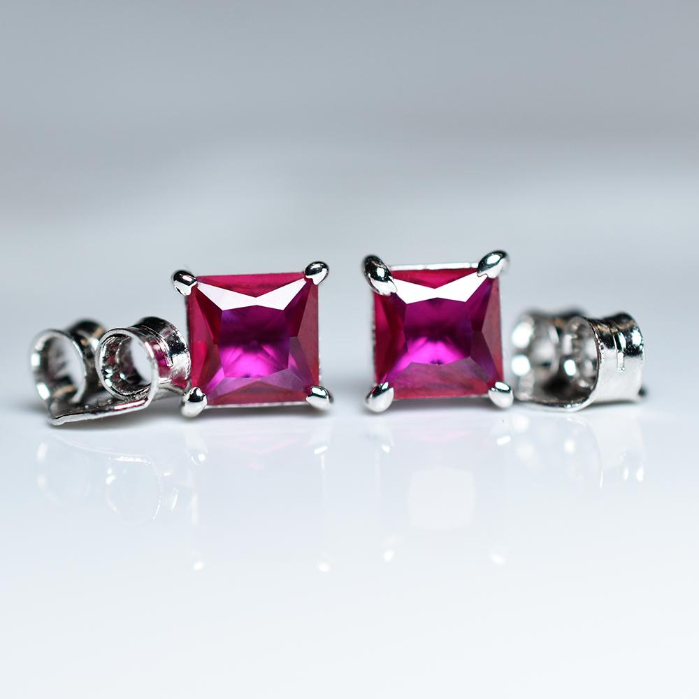 Natural Ruby Pink 7.35 Ct CERTIFIED 925 Sterling Silver Square Earring For Her