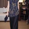 Top Women's Outer Short Sleeve Shirt Women's Summer Mom Printed Improved Cheongsam