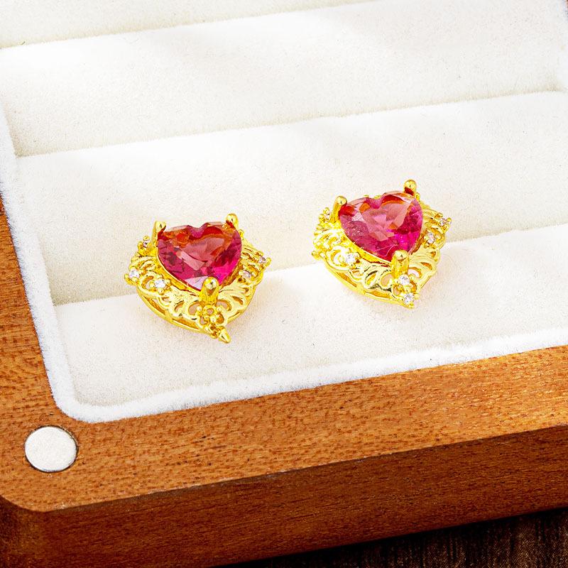 Luxuriöse Diamant-Herz-Ohrringe: Damenschmuck in Hellgold, Farbecht