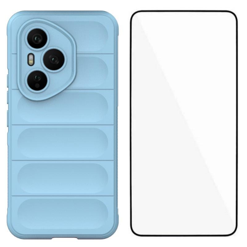 Für Honor 400 Pro 5G (Global) TPU Hülle WANLONFENG HD Serie Rutschfeste Handyhülle mit gehärtetem Glas