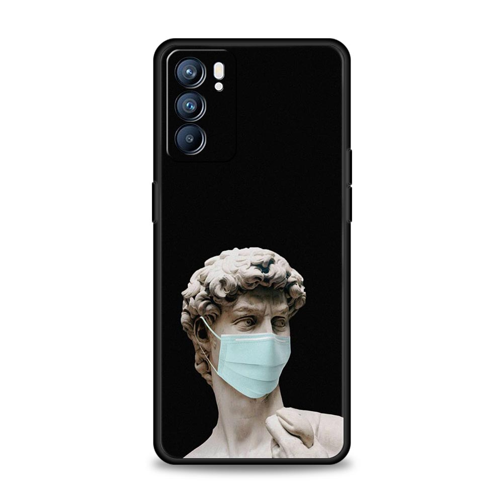 Cartoon Statue Abstract Art Phone Case For Oppo A17 A31 A54 A57 A78 A79 A98 Find X5 X6 Reno 6 7 8 10 11 12 13 F Pro 5G Soft TPU