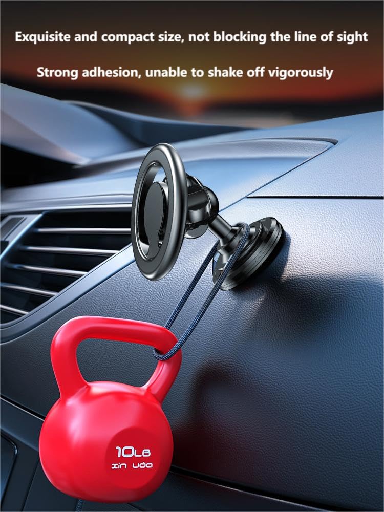 New Magnetic Phone Stand, Rotatable Dashboard Black, Mount Support GPS Mobile Bracket In Car For Macsafe iPhone 15 14 13 12