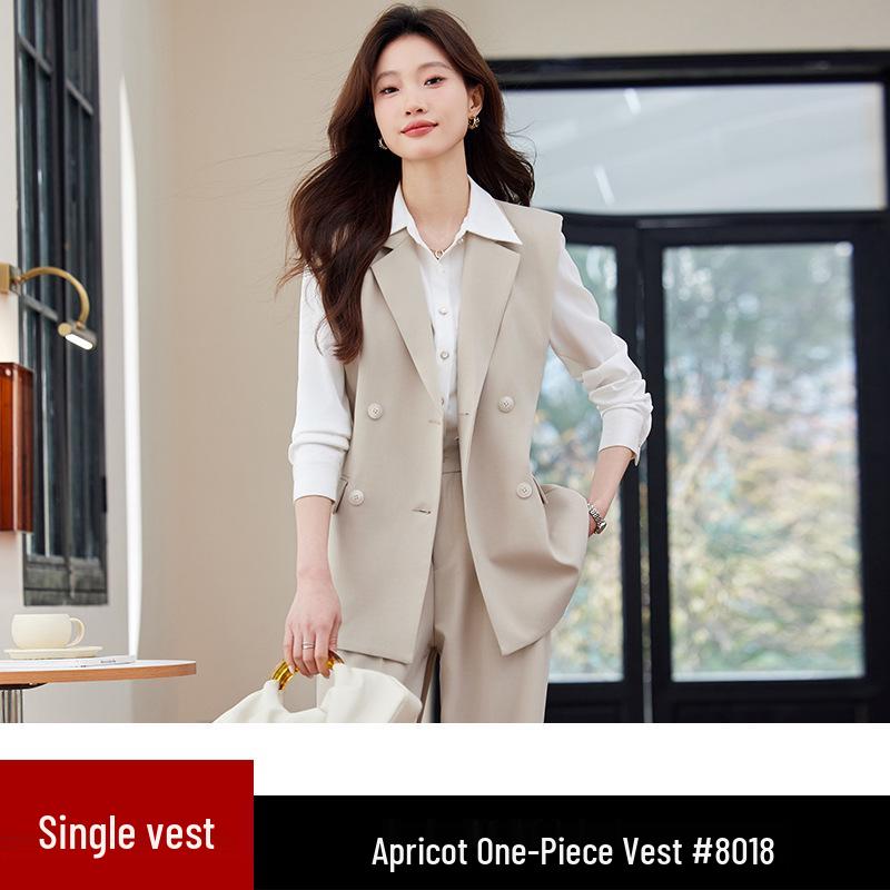 Women's Black Suit Vest Set for Spring/Autumn 2024: Professional Sleeveless Jacket for Formal and Hotel Workwear