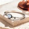 Vintage Silver Natural Oval Moonstone Bangle 7.5 inches Handmade Bangle Fine Jewelry Valentines Gift for Girlfriend Women