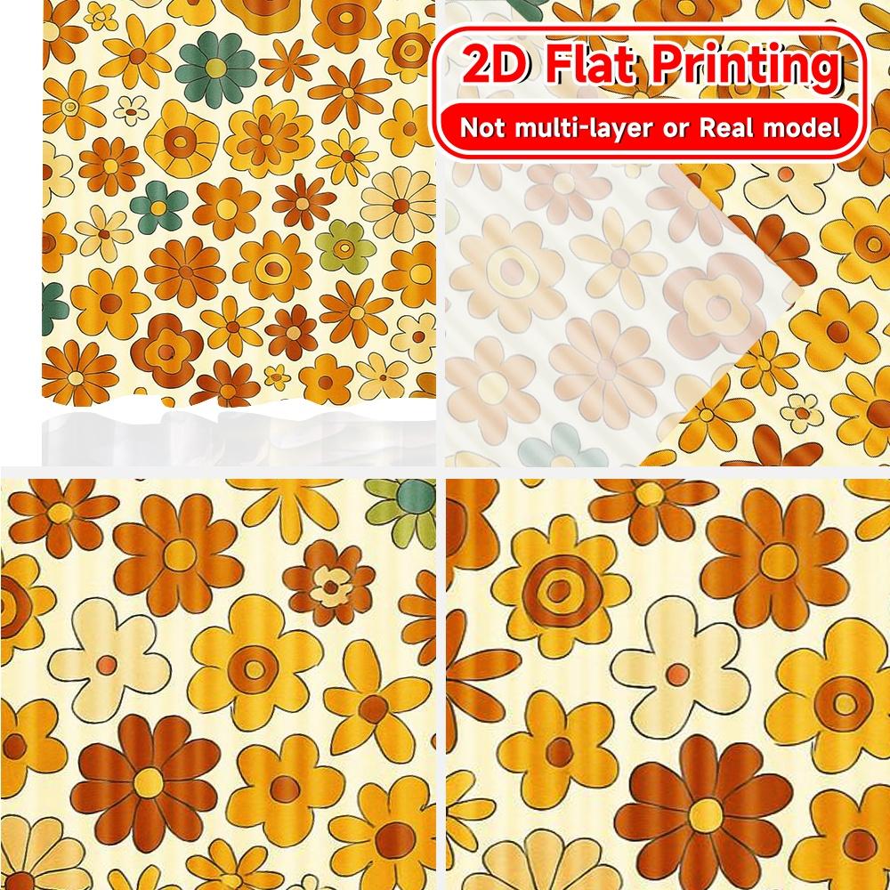 2Pcs, 2D Flat Printing Curtains (Without Rod) Floral Harmony Christmas Holiday Curtains With Digital Printing Yarn Curtains