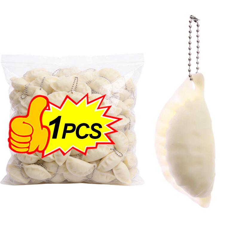 

10pcs Simulation Dumplings Keychain Cute Soft Stress Relief Toy Realistic Dumplings Food Bag Key Hanging Charms Keychain Decora