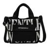 Small Mini Letter Printed Handheld Canvas Bag Contrasting Color Casual Shoulder Bag