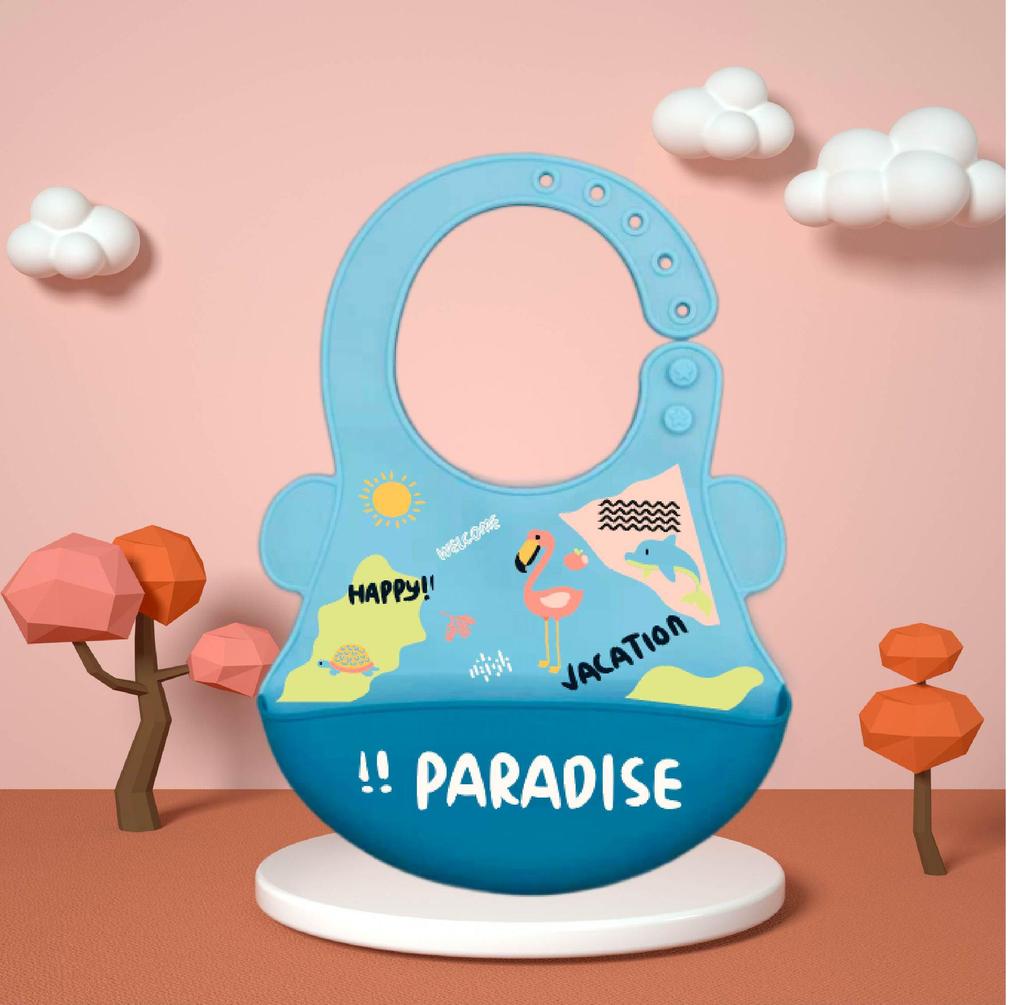 Waterproof Silicone Baby Bib - Large, Wash-Free, Drool & Meal Bib for Newborns and Children