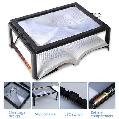 Lupa con Luz LED 3/5X Lupa para Lectura de Mano para Personas Mayores 48 Ajustable Para Lectura Exploración Científica de la Naturaleza