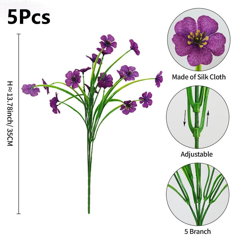 

5Pcs Artificial Violet Flowers Fake Flowers Plants Bouquet For Home Garden Wedding Decoration Indoor Outdoor Party Decor фіолетовий