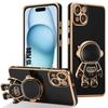 Korpuss iPhone 15 Plus - Triecienizturīga silikona aizsardzība - Astronauta motīvs - Melns - Elastīgs - TPU
