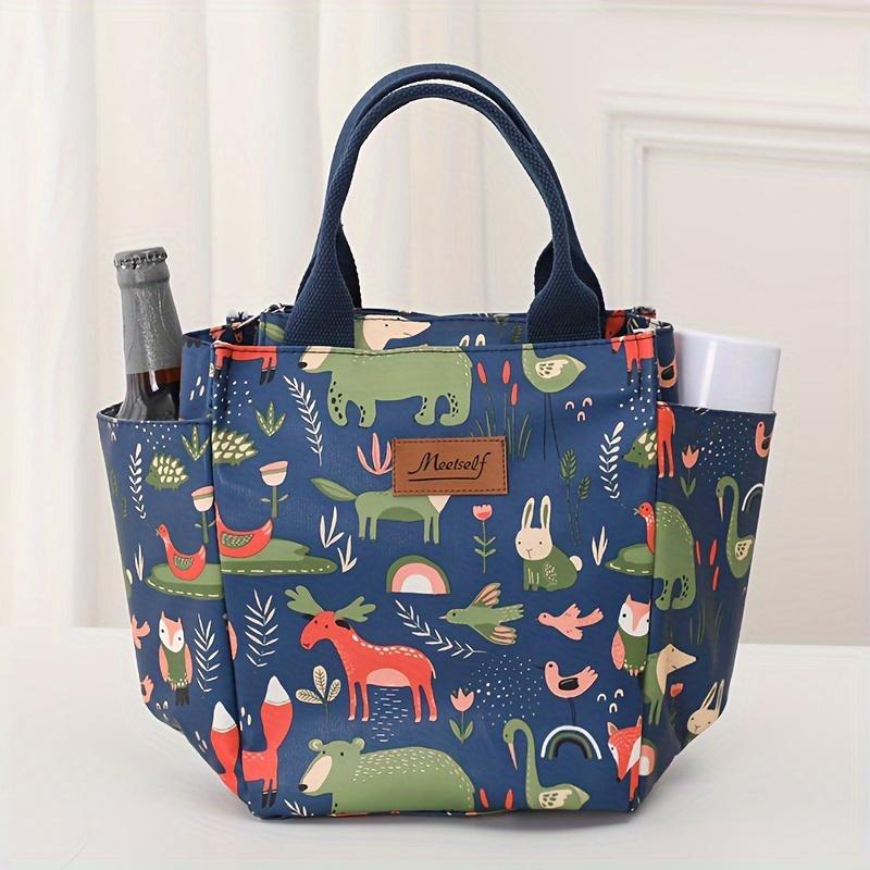 1 Stück Wiederverwendbare Einkaufstasche, Modische Tragbare Isolierte Lunch-Tragetasche, Wiederverwendbare und Waschbare Thermische Bento-Tasche