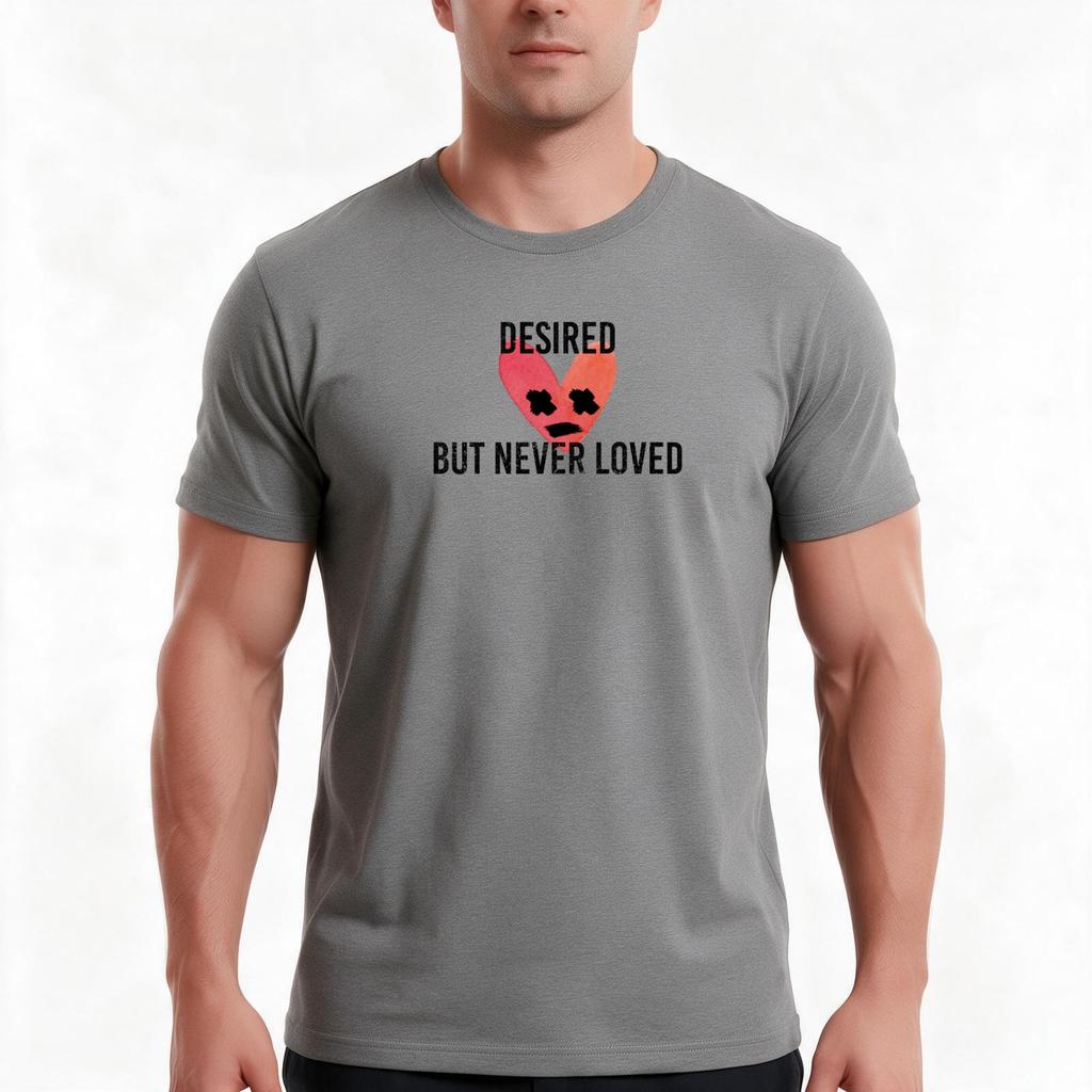 Desired But Never Loved Sad Rounisexce Tshirt Summer Casual Cotton Tee Oversized Streetwear Tops Vintage Graphic Print