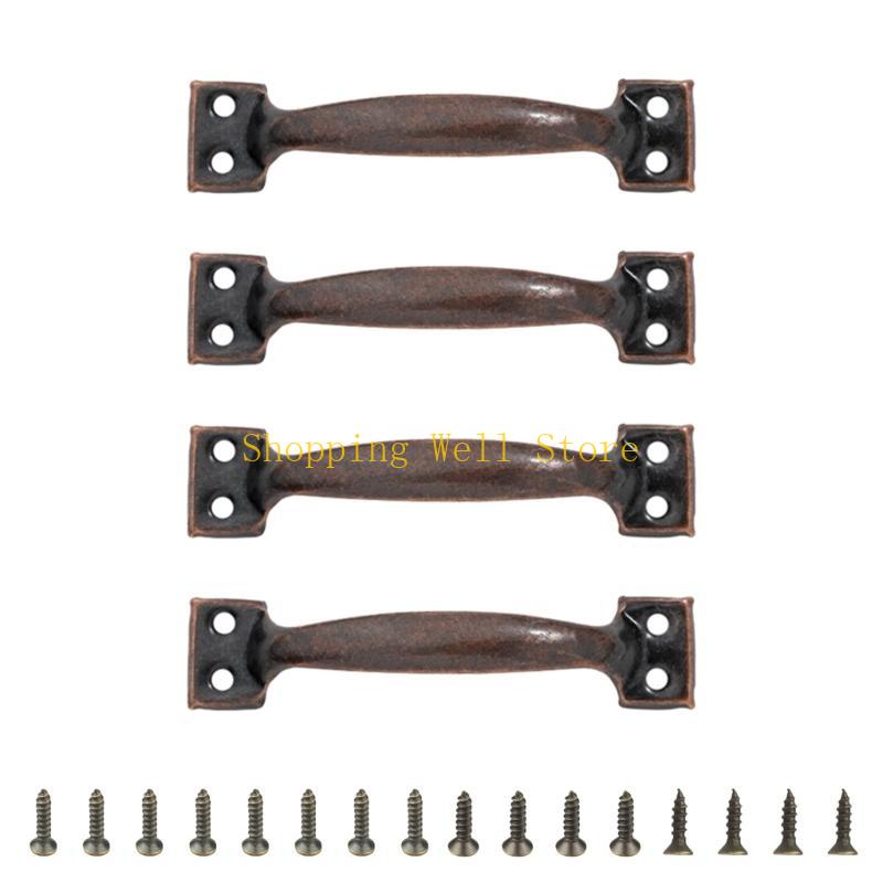 KX4B Set Of 4 Drawer Pulls for Kitchen Or Garage Cabinets Iron Barn Door Knob Handles
