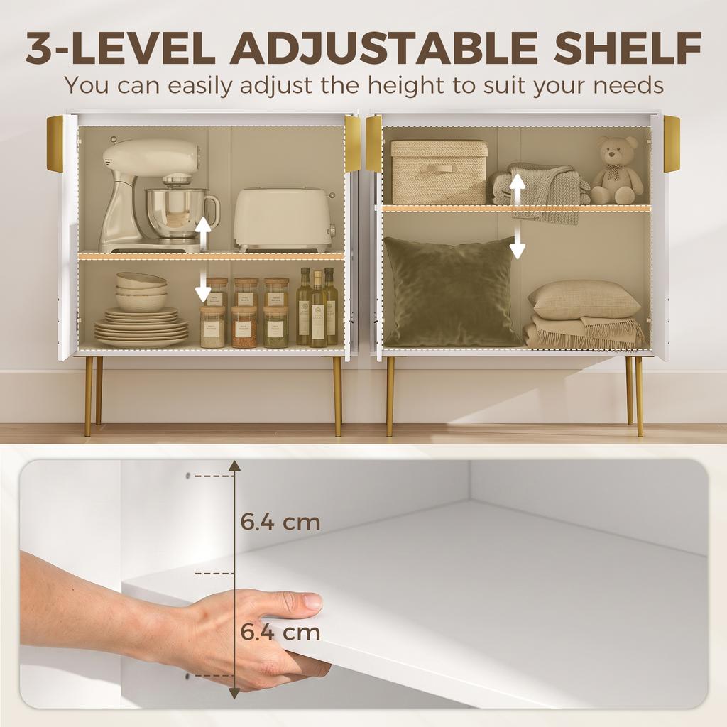 Storage Cabinet Cupboard 2 Doors Adjustable Shelf Sideboard White