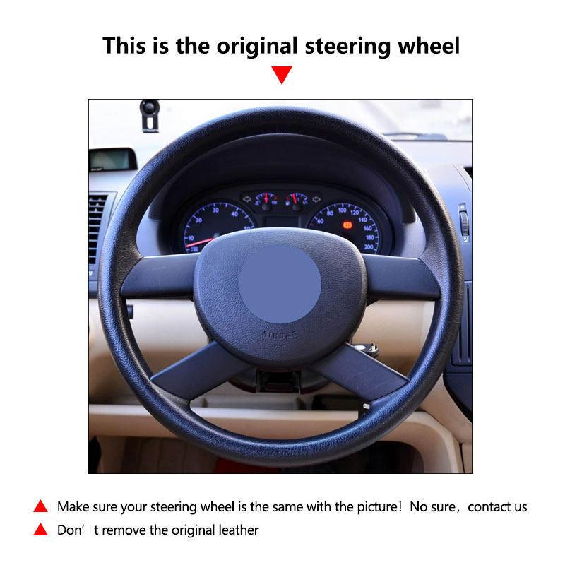 For VW Golf 5 (V) Touran 2003 2004 2005 Polo 2003 2004 2005 2006 Car Interior Accessories Steering Wheel Cover Leather Trim
