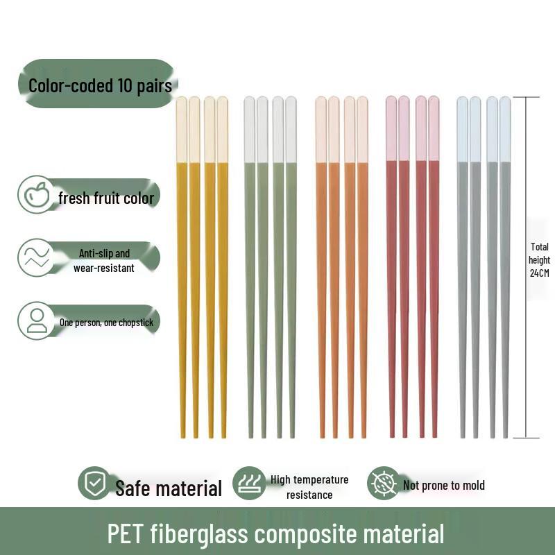 Kambach Colorful Alloy Chopsticks Set (10 Pairs)