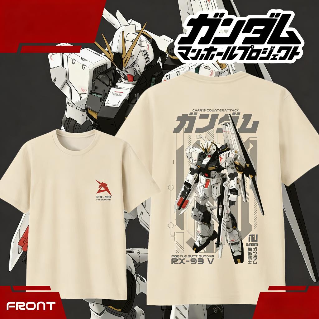 Anime GUNDAM RX93 Cartoon Baumwoll-T-Shirt 2026 Sommer Kinder Unisex Damen Mode Lässiges Kurzarmshirt Streetwear Unisex