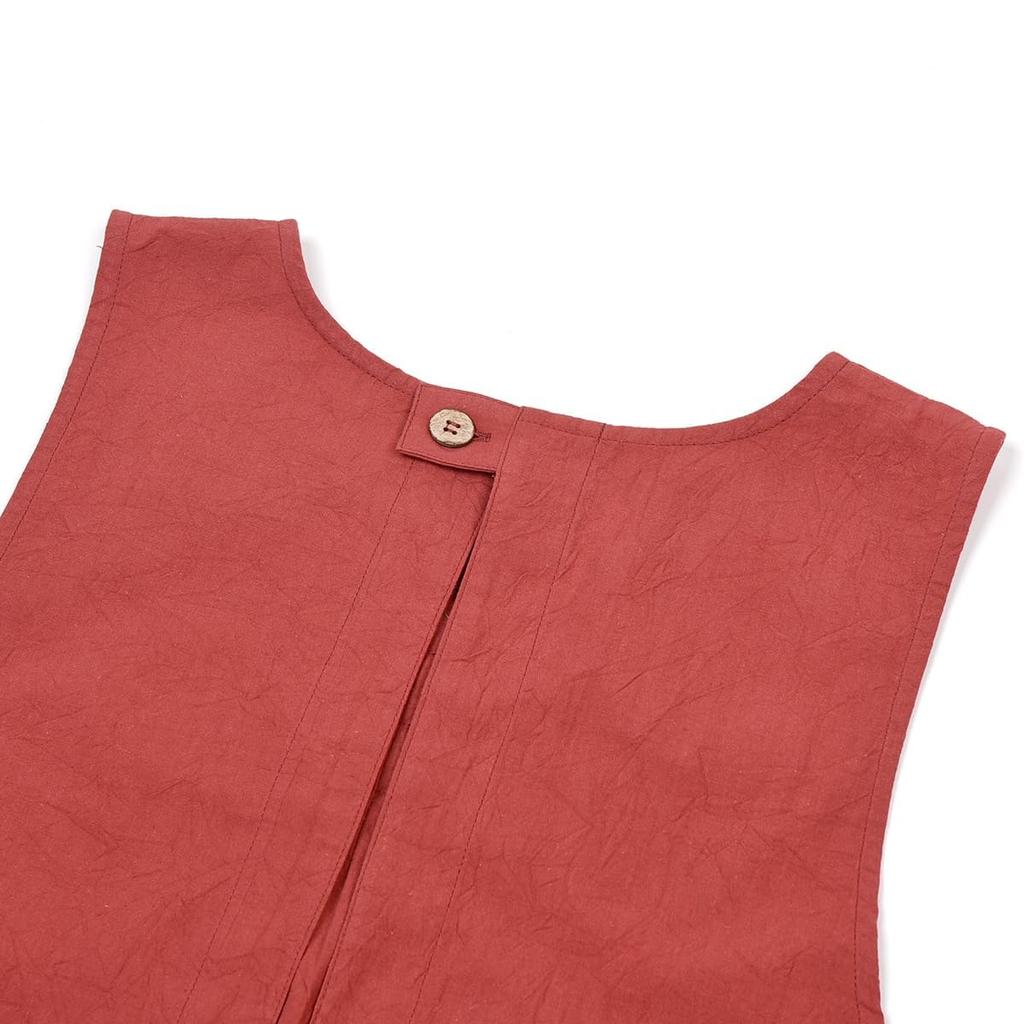 Sewing Washer Pintuck [Kusuguru Japan] Apron, Apron, K103-16, Red, M-L