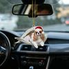 2Pcs Sleeping Dog Car Hanging Ornament, Acrylic 2D Flat Pendant, Cute Animal Rearview Mirror Charm, Christmas Gift Keychain