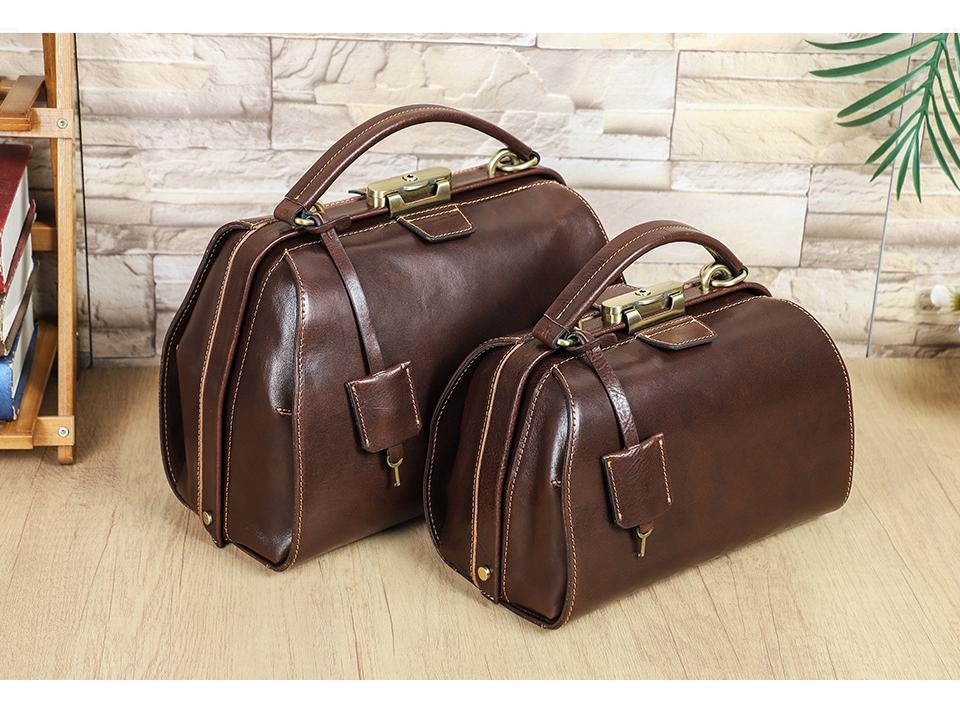 Full-Grain Lambskin Leather Crossbody Handbag with High-End Metal Lock for Women