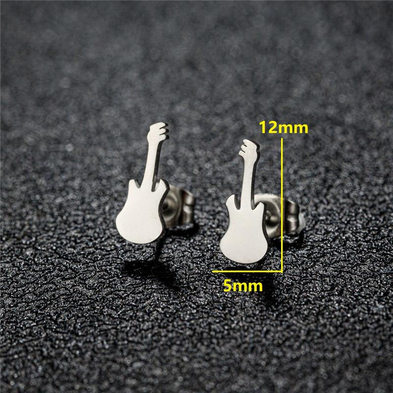 Vintage Musical Instruments Stainless Steel Guitars Earrings for Men And Women Music Party Philharmonic Jewelry Accessories