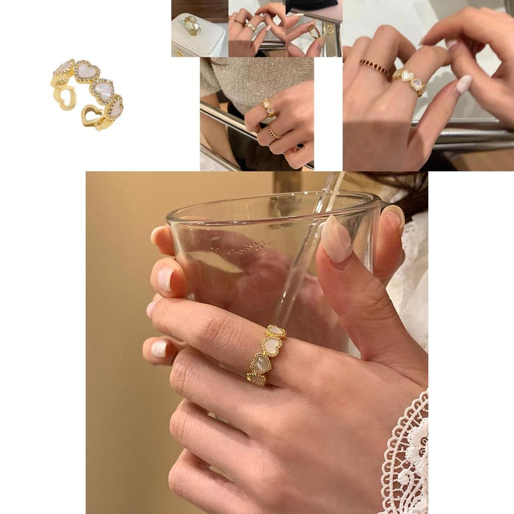 Stylish Shell Heart Ring For Women With Elegant Geometric Design And Adjustable Size