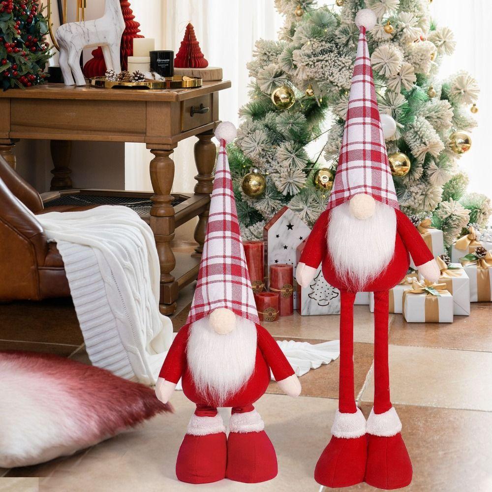 Cute Christmas Telescopic Doll Ornaments Red Merry Christmas Decoration  Xmas Festival Decor