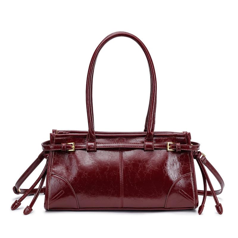 2025 Neue Weiche Lux Boston Stil Damen Motorrad Mode Crossbody Schultertasche Mehrschichtiges Ölwachs Leder Einzelner Riemen