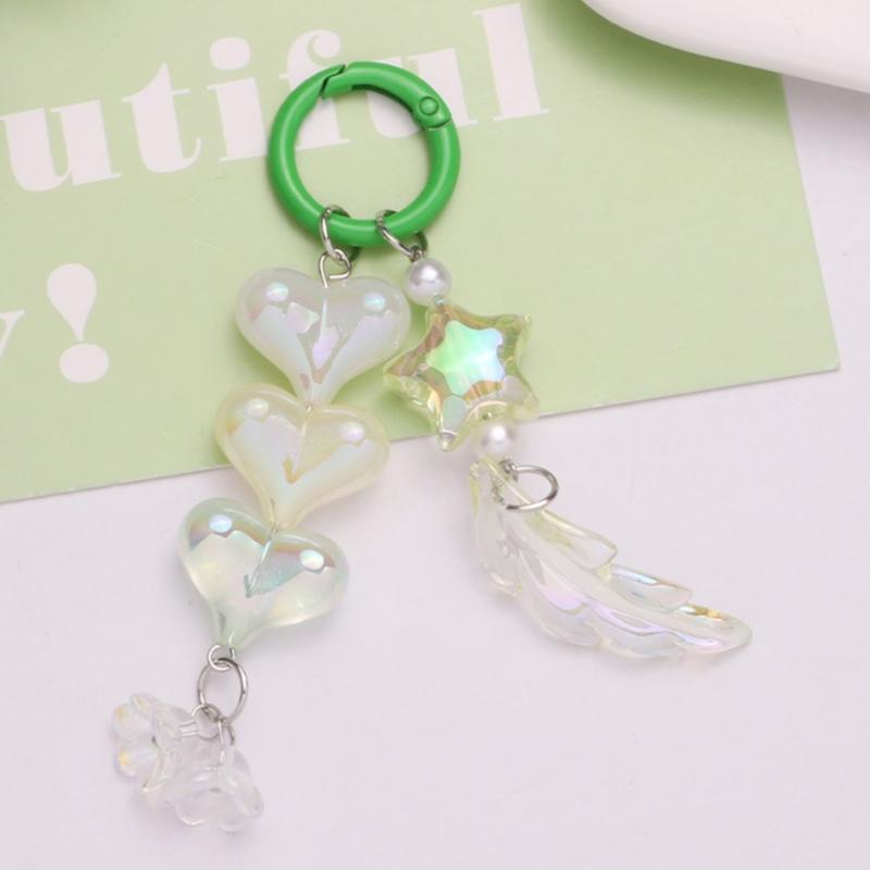 Sweet Heart Keychains Party Gifts Acrylic Material Cute Feather Keychains Handbag Pendent Keyrings for Women Girls