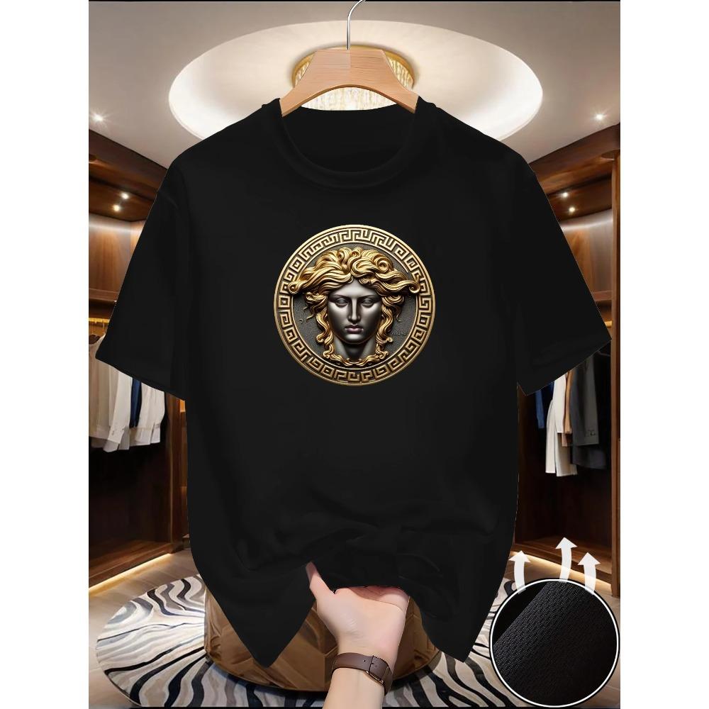 New Round Neck Running Versatile Comfortable T-shirt Men Summer Art Printing Breathable Loose Short Sleeve Cotton T-shirt